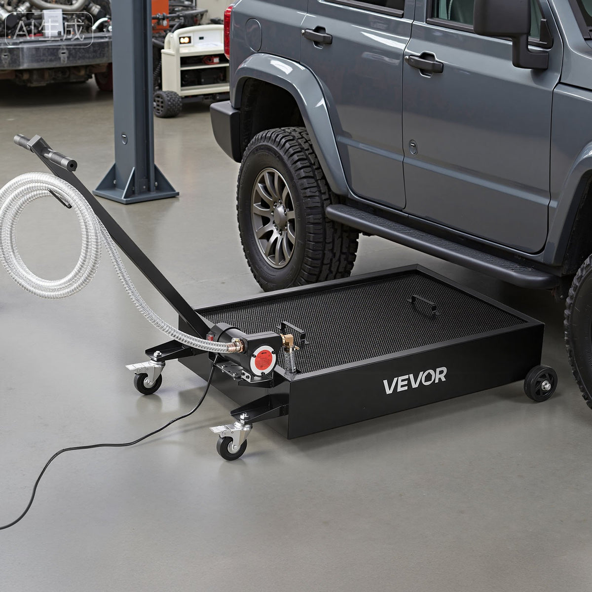 VEVOR Low Profile Oil Drain Pan, 15 Gallon Capacity, Rolling Oil Drain Pan with Electric Pump & 7.2 ft Hose, Leak-proof & Corrosion-resistant, Fit for Cars, SUVs, Trucks, Motorcycles, ATVs, Metal - DDQCPYPHS15GXFRN4001V9 - view 9