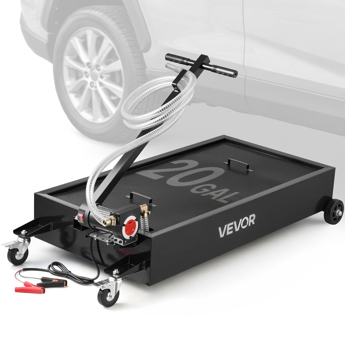 VEVOR Low Profile Oil Drain Pan, 20 Gallon Capacity, Rolling Oil Drain Pan with Electric Pump & 7.2 ft Hose, Leak-proof & Corrosion-resistant, Fit for Cars, SUVs, Trucks, Motorcycles, ATVs, Metal - DDQCPYPHS20GC9AEU001V9 - view 1