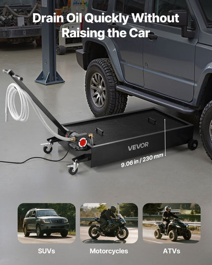 VEVOR Low Profile Oil Drain Pan, 20 Gallon Capacity, Rolling Oil Drain Pan with Electric Pump & 7.2 ft Hose, Leak-proof & Corrosion-resistant, Fit for Cars, SUVs, Trucks, Motorcycles, ATVs, Metal - DDQCPYPHS20GC9AEU001V9 - view 5