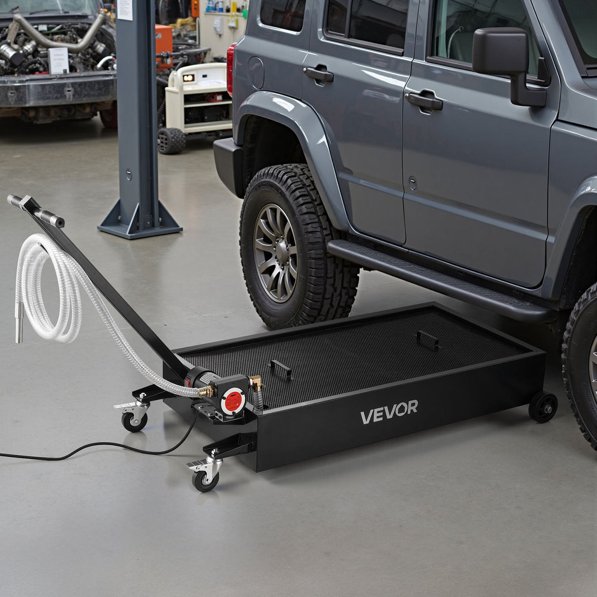 VEVOR Low Profile Oil Drain Pan, 20 Gallon Capacity, Rolling Oil Drain Pan with Electric Pump & 7.2 ft Hose, Leak-proof & Corrosion-resistant, Fit for Cars, SUVs, Trucks, Motorcycles, ATVs, Metal - DDQCPYPHS20GC9AEU001V9 - view 9