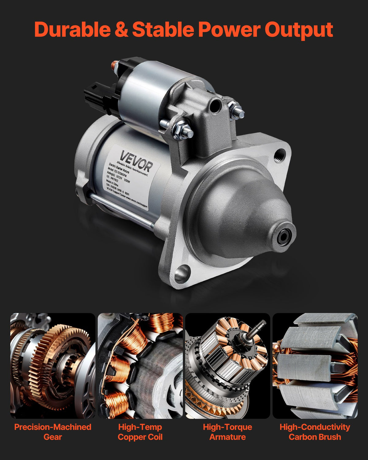 VEVOR Starter 17922, Starter Motor Replacement Compatible with BMW 1 Series M 3.0L L6 2011, 128i 3.0L L6 2008-2011, 325i/325xi 3.0L L6 2006, 335xi 3.0L L6 2007-2008, OEM 428000-1760 410-24145 LRS02298 - DDQDMDPN17924XNJ8001V9 - view 6