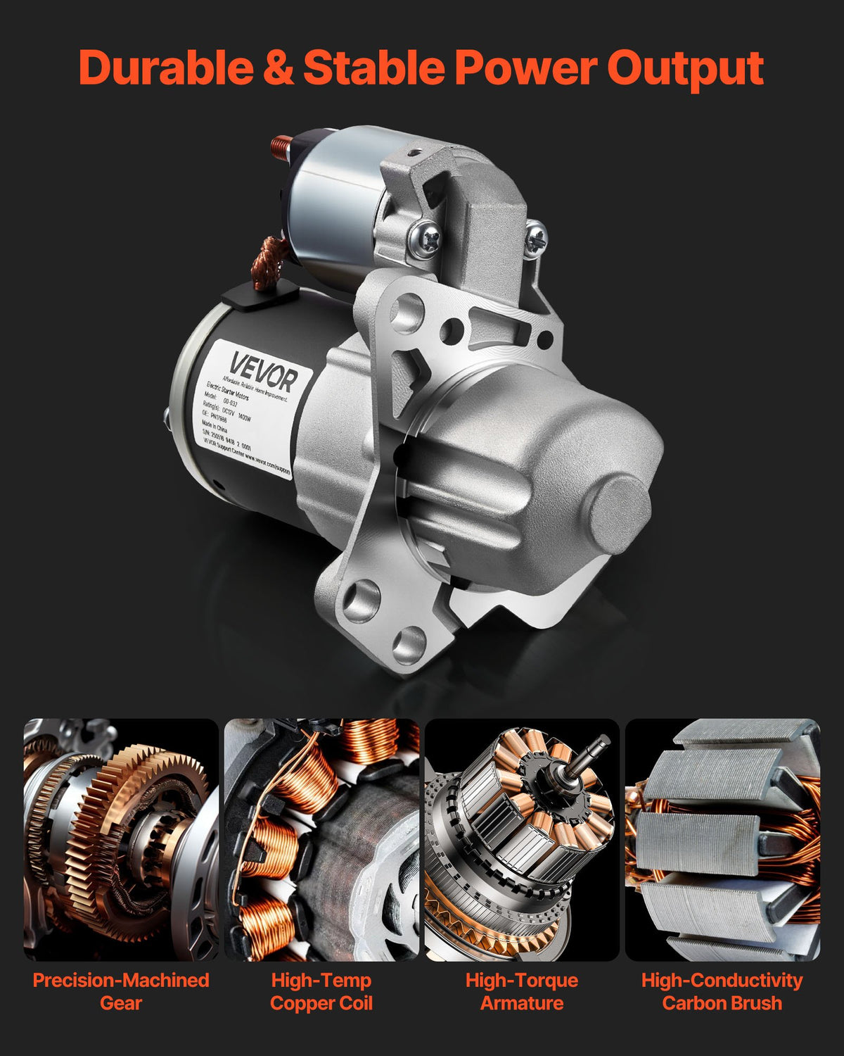 VEVOR Starter 17986, Starter Motor Replacement Compatible with Buick 3.6L V6 06-08, Cadillac SRX 3.0L V6 10-11, Chevrolet 3.6L V6 09-17, GMC Pontiac Saturn Suzuki, OEM 12588493 M000T35871 31100-78J00 - DDQDMDPN17984J8R3001V9 - view 6