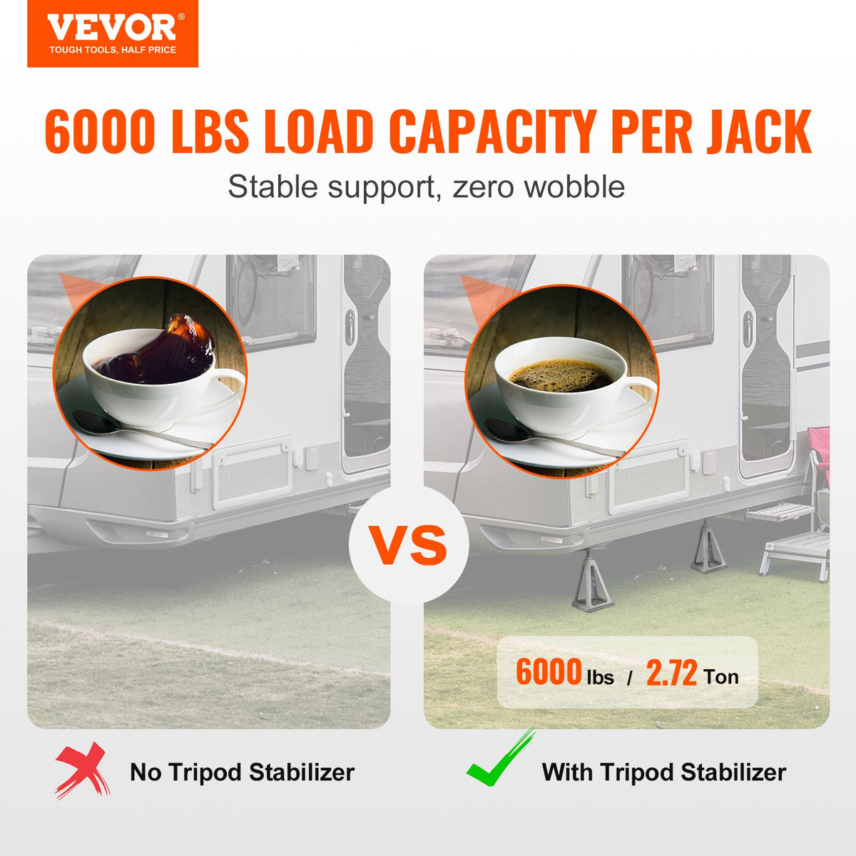 VEVOR RV Stabilizer Jacks, 4 Pack Aluminum RV Leveling Jacks, RV Stack Jacks for RV Travel Trailer Camper, Single Screw Jack Support up to 6000 Lbs, Adjustable from 11 inch to 17 inch - DDQJD4J6000BIIXQ2V0 - view 2