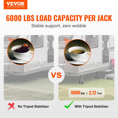 VEVOR RV Stabilizer Jacks, 4 Pack Aluminum RV Leveling Jacks, RV Stack Jacks for RV Travel Trailer Camper, Single Screw Jack Support up to 6000 Lbs, Adjustable from 11 inch to 17 inch - DDQJD4J6000BIIXQ2V0 - view 2