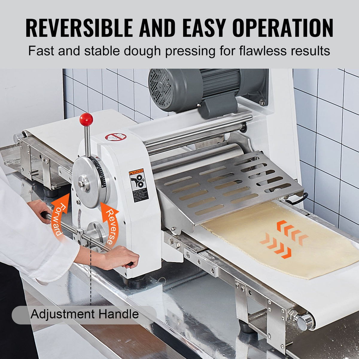 VEVOR Commercial Dough Sheeter Machine, 19.7-Inch Reversible Puff Pastry Sheeter and Fondant Roller, Electric Dough Roller 0-1.4" Adjustable Thickness, Folding Dough Sheeter for Bakeries, Pastries - DDQSJTM197INUF2ZCV1 - view 5