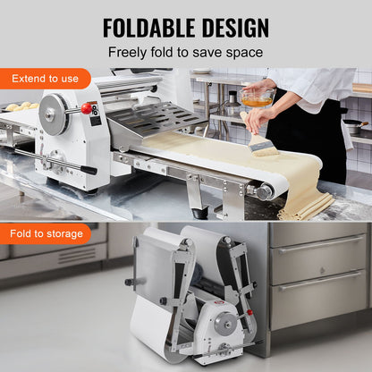 VEVOR Commercial Dough Sheeter Machine, 19.7-Inch Reversible Puff Pastry Sheeter and Fondant Roller, Electric Dough Roller 0-1.4" Adjustable Thickness, Folding Dough Sheeter for Bakeries, Pastries - DDQSJTM197INUF2ZCV1 - view 6