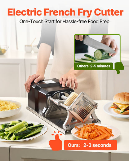 VEVOR Commercial French Fry Cutter, Stainless Steel Vegetable Fruit Chopper with 3 Replacement Blades 1/2-Inch 3/8-Inch 1/4-Inch, Electric Potato Slicer Dicer for Restaurants & Home Kitchen - DDQTJ40W3J12F37KF001V1 - view 3
