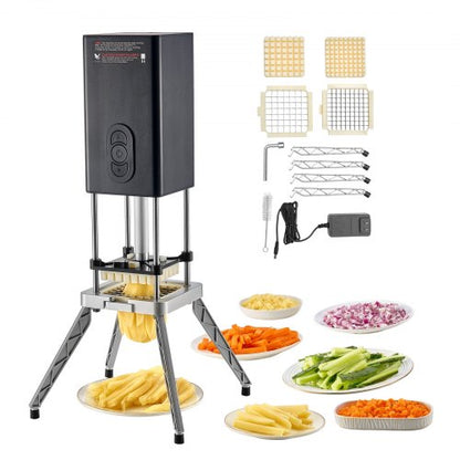 VEVOR Commercial French Fry Cutter, Stainless Steel Vegetable Fruit Chopper with 2 Replacement Blades 1/2-Inch 3/8-Inch, Electric Potato Slicer Dicer for Restaurants & Home Kitchen - DDQTJ58W2J12NKS17001V1 - view 2