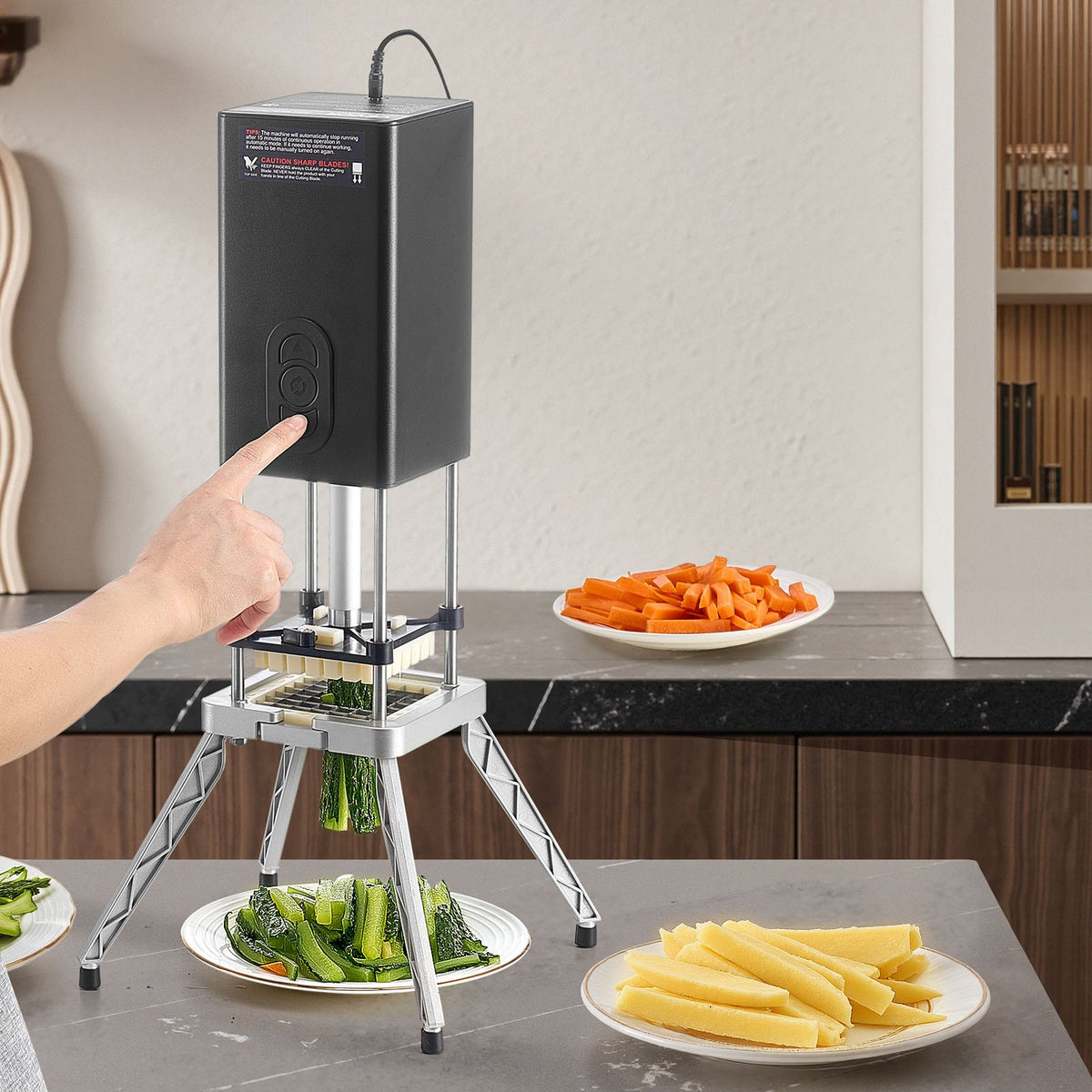VEVOR Commercial French Fry Cutter, Stainless Steel Vegetable Fruit Chopper with 2 Replacement Blades 1/2-Inch 3/8-Inch, Electric Potato Slicer Dicer for Restaurants & Home Kitchen - DDQTJ58W2J12NKS17001V1 - view 9