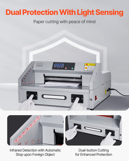 VEVOR Electric Paper Cutter, 300W Heavy Duty Paper Cutter Machine 11.8 in / 330 mm Cutting Width, 1.5 in / 38 mm Cutting Thickness, Electric Guillotine Trimmer with Casters & Infrared Function - DDQZJEKDD33096MIQ001V1 - view 6