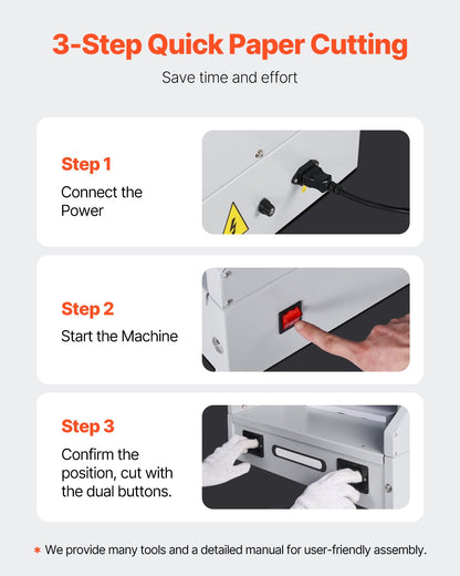 VEVOR Electric Paper Cutter, 300W Heavy Duty Paper Cutter Machine 11.8 in / 330 mm Cutting Width, 1.5 in / 38 mm Cutting Thickness, Electric Guillotine Trimmer with Casters & Infrared Function - DDQZJEKDD33096MIQ001V1 - view 7