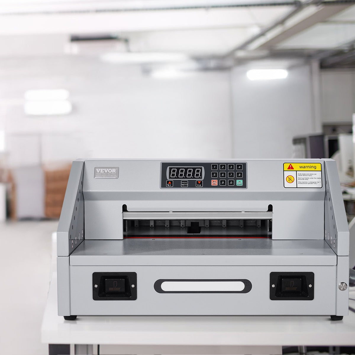 VEVOR Electric Paper Cutter, 300W Heavy Duty Paper Cutter Machine 11.8 in / 330 mm Cutting Width, 1.5 in / 38 mm Cutting Thickness, Electric Guillotine Trimmer with Casters & Infrared Function - DDQZJEKDD33096MIQ001V1 - view 9