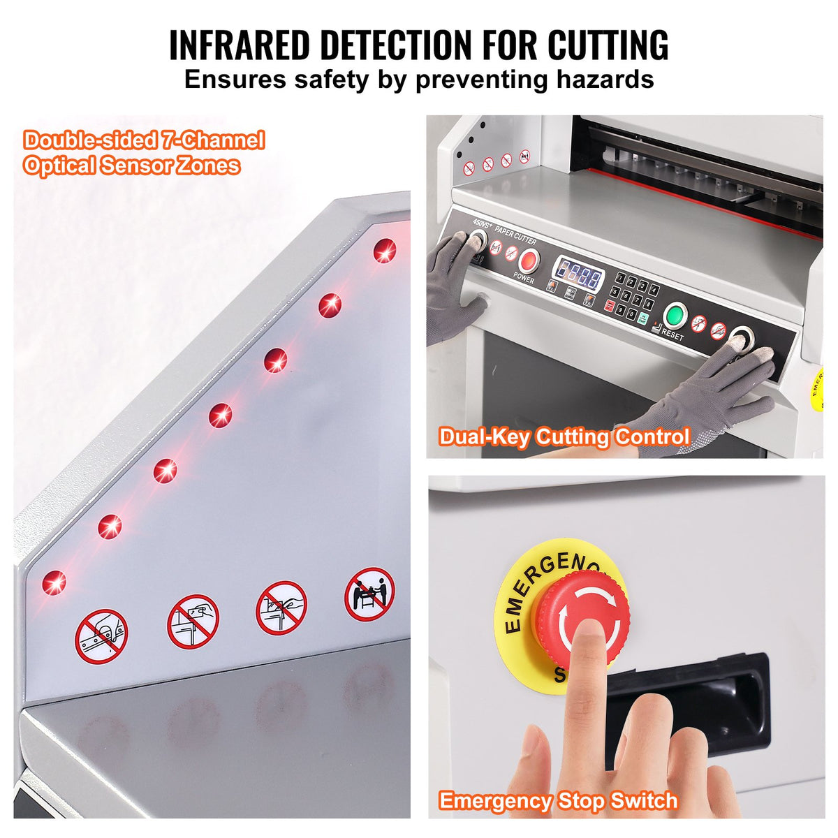 VEVOR Electric Hydraulic Paper Cutter, Heavy Duty Paper Cutter Machine, 1.57 in / 40 mm Cutting Thickness, 18 in / 457.2 mm Cutting Width, Industrial Paper Trimmer with Button Control - DDQZJEKDD450843OA001V1 - view 6