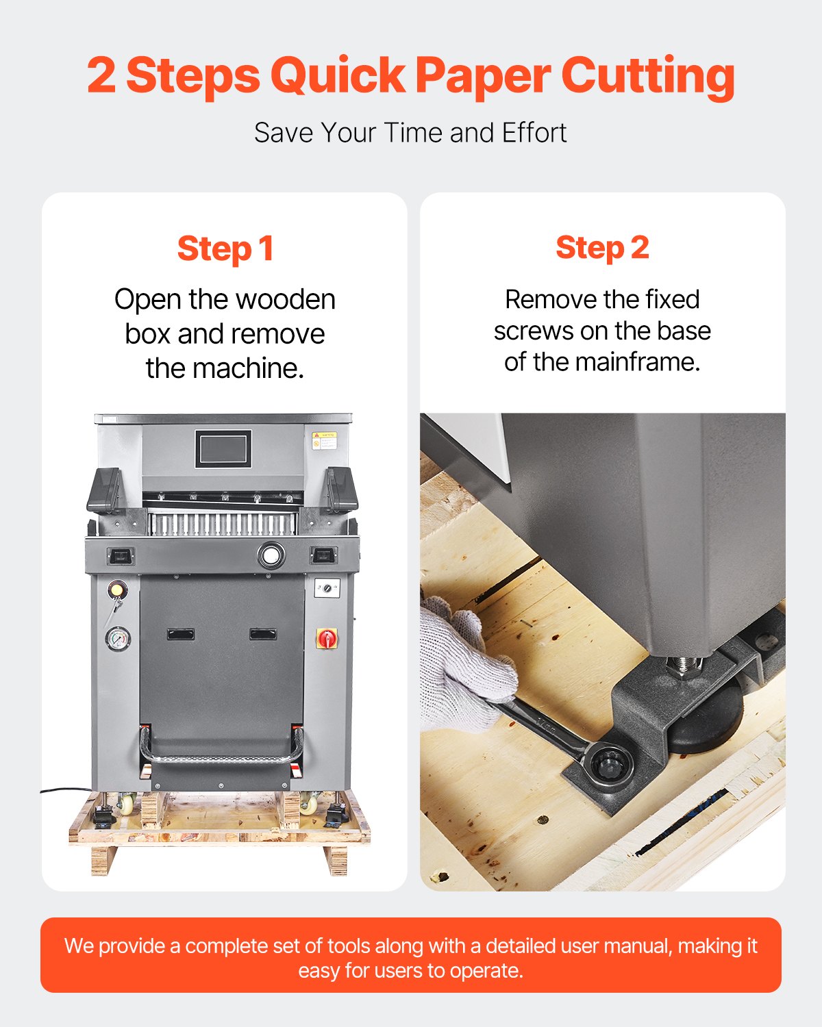 VEVOR Electric Hydraulic Paper Cutter, 2500W Heavy Duty Paper Cutter Machine 20.2 in/515 mm Cutting Width, 3.1 in/80 mm Cutting Thickness, Electric Guillotine Trimmer with Casters & Infrared Function - DDQZJEKYY5205M6AP001V1 - view 7