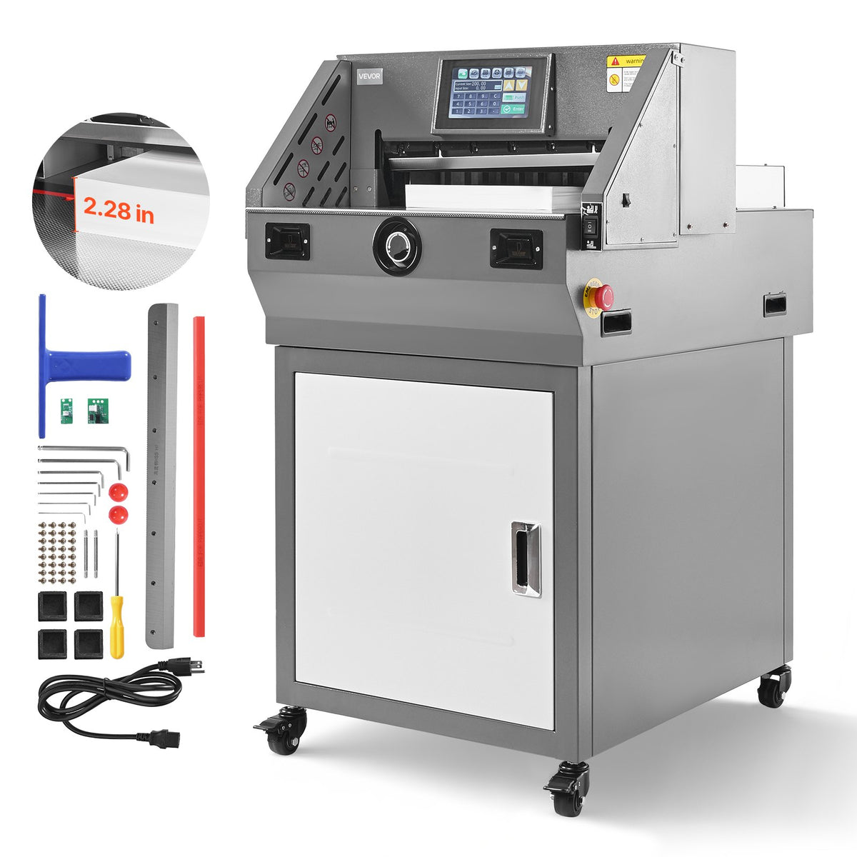 VEVOR Electric Paper Cutter, Metal Programmable Paper Cutter Machine, 17.99 inch Cutting Width, 2.28 inch Cutting Thickness, Electric Hydraulic Guillotine Trimmer with Infrared Function & Spare Blade - DDQZJSKBCKDDWXZSU001V1 - view 1
