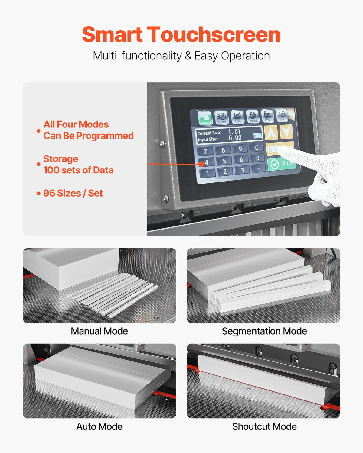 VEVOR Electric Paper Cutter, Metal Programmable Paper Cutter Machine, 17.99 inch Cutting Width, 2.28 inch Cutting Thickness, Electric Hydraulic Guillotine Trimmer with Infrared Function & Spare Blade - DDQZJSKBCKDDWXZSU001V1 - view 4
