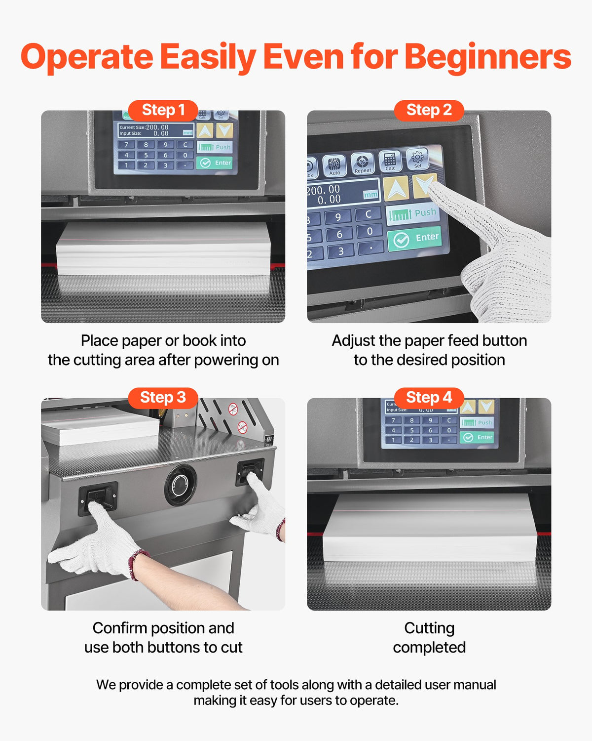 VEVOR Electric Paper Cutter, Metal Programmable Paper Cutter Machine, 17.99 inch Cutting Width, 2.28 inch Cutting Thickness, Electric Hydraulic Guillotine Trimmer with Infrared Function & Spare Blade - DDQZJSKBCKDDWXZSU001V1 - view 7