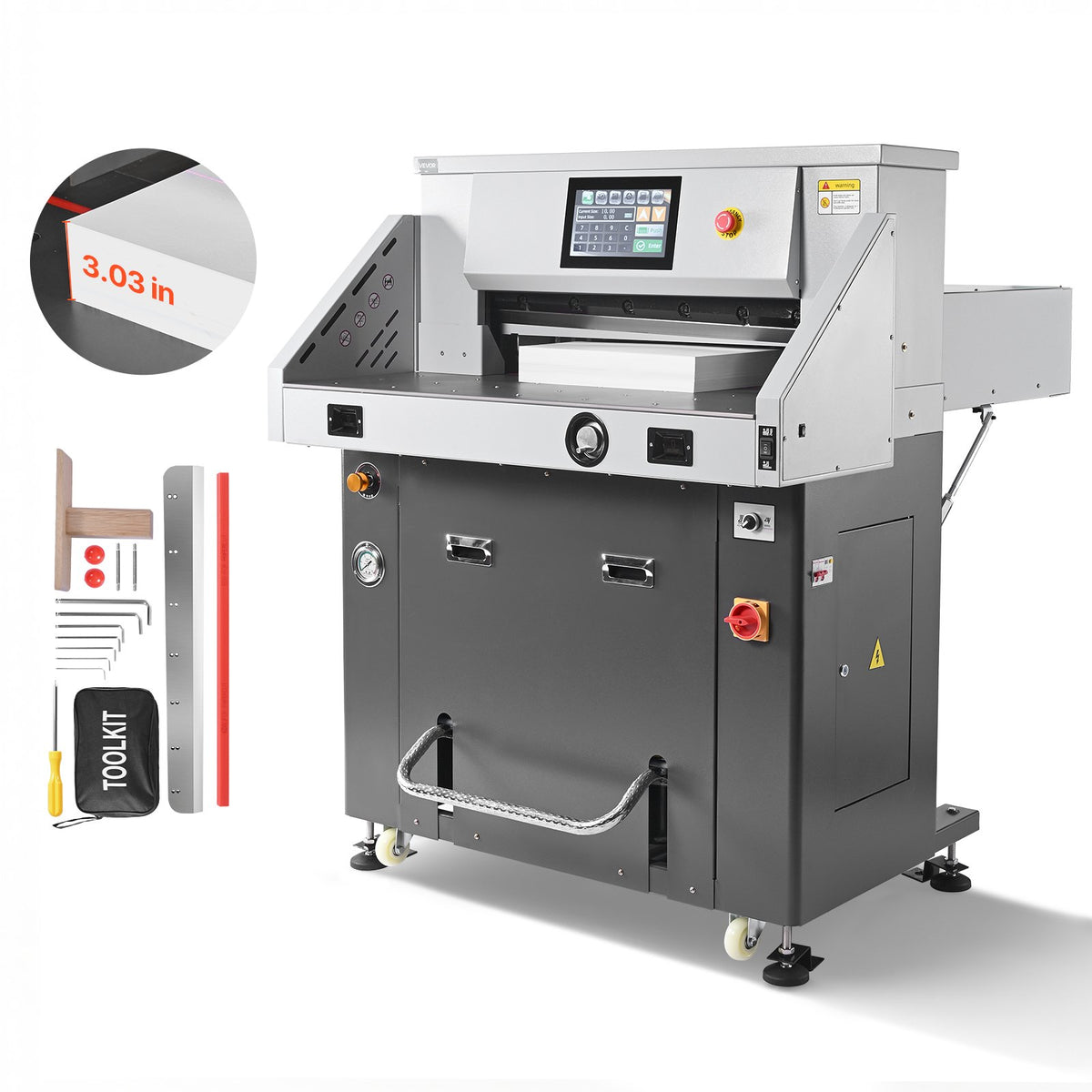 VEVOR Electric Paper Cutter, Metal Hydraulic Paper Cutter Machine, 28 inch Cutting Width, 3.03 inch Cutting Thickness, Large Size Electric Guillotine Trimmer with Infrared Function and Spare Blade - DDQZJSKYYQZJ7MC5P001V1 - view 1