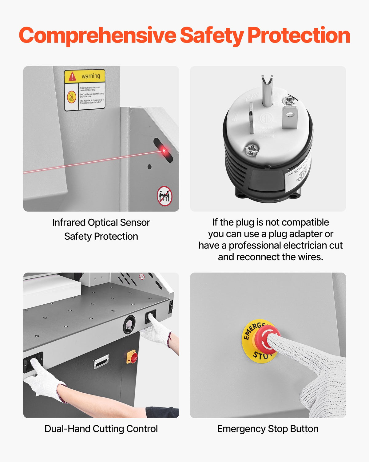 VEVOR Electric Paper Cutter, Metal Hydraulic Paper Cutter Machine, 28 inch Cutting Width, 3.03 inch Cutting Thickness, Large Size Electric Guillotine Trimmer with Infrared Function and Spare Blade - DDQZJSKYYQZJ7MC5P001V1 - view 6