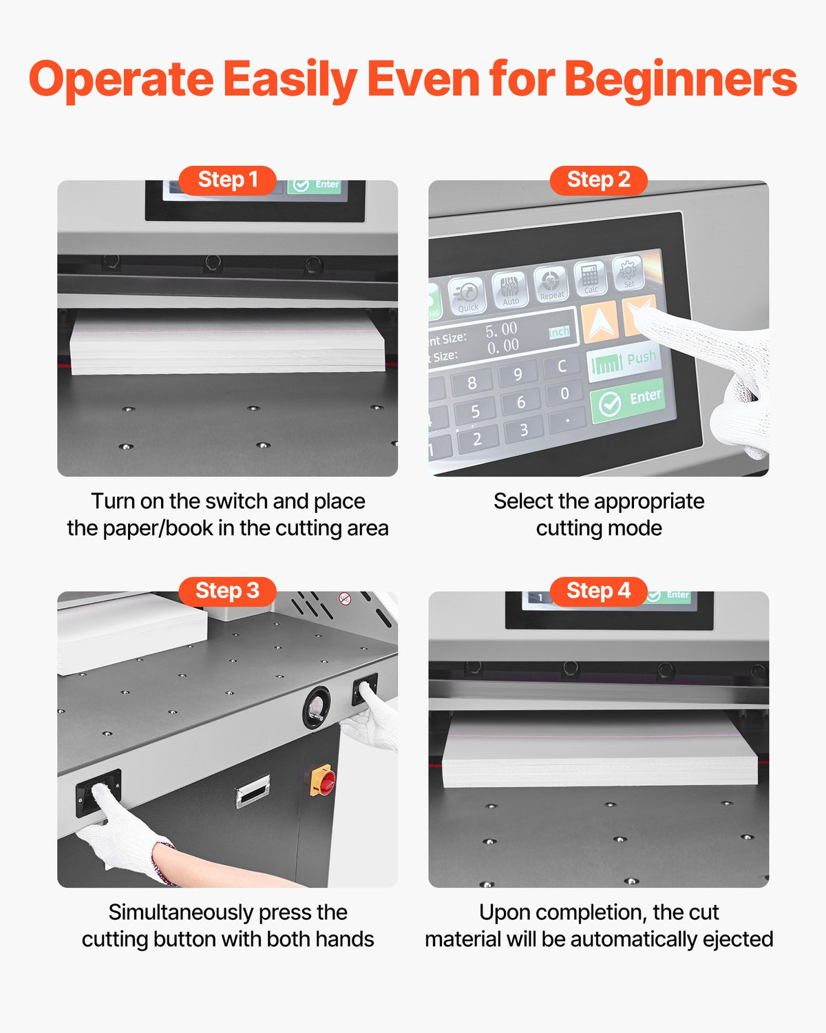 VEVOR Electric Paper Cutter, Metal Hydraulic Paper Cutter Machine, 28 inch Cutting Width, 3.03 inch Cutting Thickness, Large Size Electric Guillotine Trimmer with Infrared Function and Spare Blade - DDQZJSKYYQZJ7MC5P001V1 - view 7