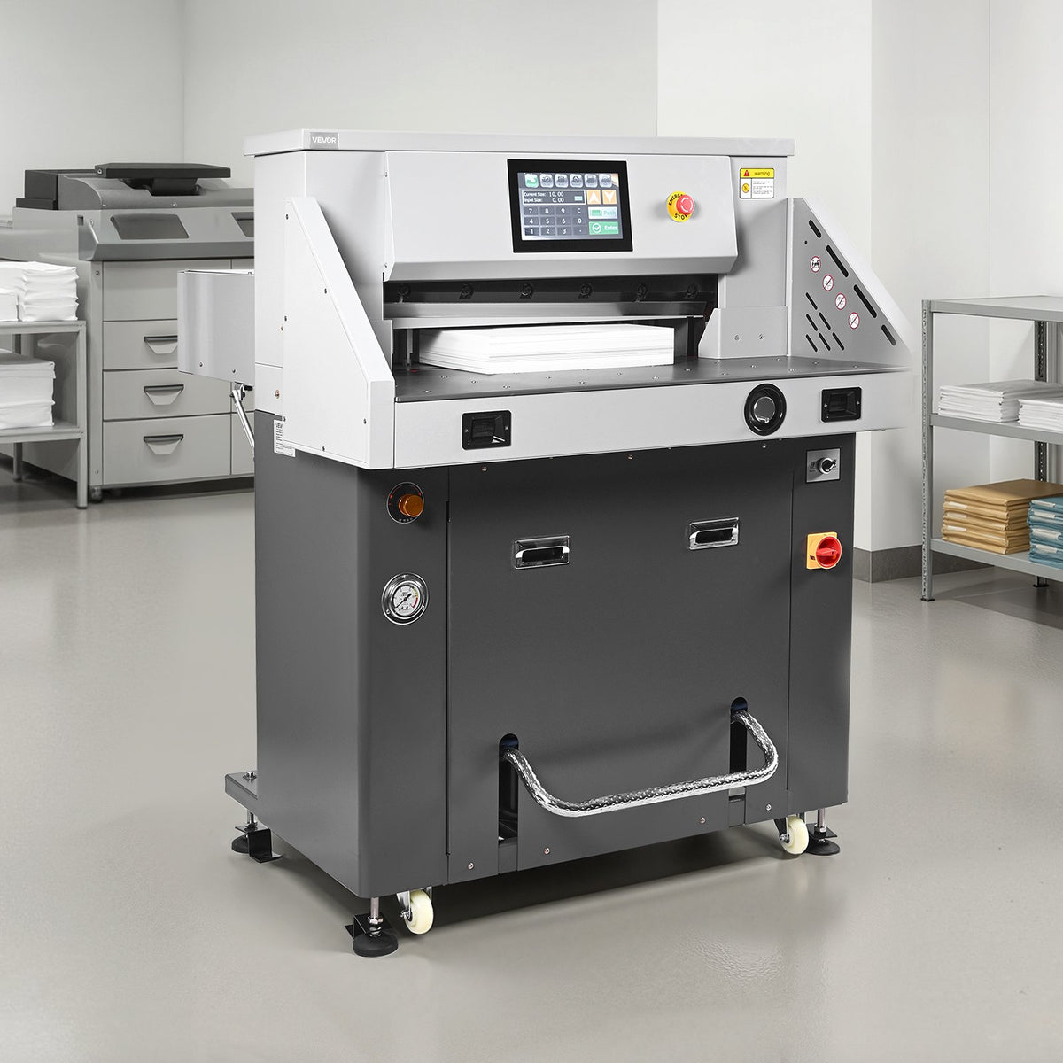VEVOR Electric Paper Cutter, Metal Hydraulic Paper Cutter Machine, 28 inch Cutting Width, 3.03 inch Cutting Thickness, Large Size Electric Guillotine Trimmer with Infrared Function and Spare Blade - DDQZJSKYYQZJ7MC5P001V1 - view 9