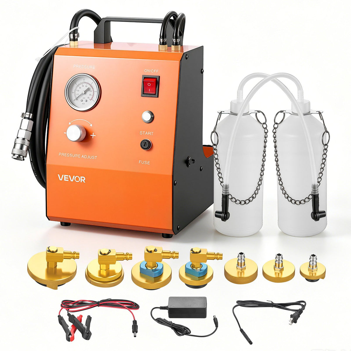 VEVOR Electric Brake Bleeder Kit, 120V Automatic Brake Fluid Bleeding Kit with 7 Master Cylinder Adapters & Dual Power Supplies, 0.6 - 3 Bar Brake Pressure Bleeder Pump Fits Most Passenger Vehicles - DDSCCYGHTJMGPAR1C002V1 - view 1