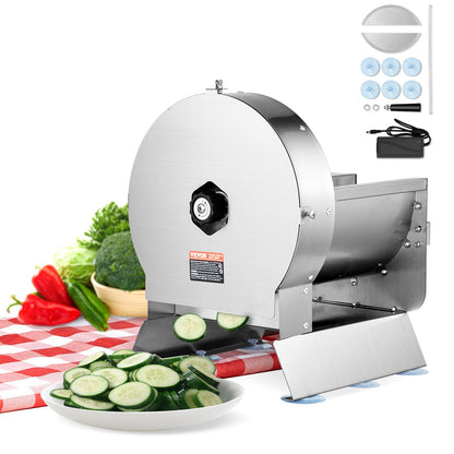 VEVOR Electric Vegetable Slicer, 0-0.5"/0-12mm Thickness Adjustable Commercial Slicer Machine, Convertible to Manual, Stainless Steel Food Cutter Slicing Machine, for Potato, Lemon, Tomato, Apple - DDSCQPJBXG00D1ME3V1 - view 1