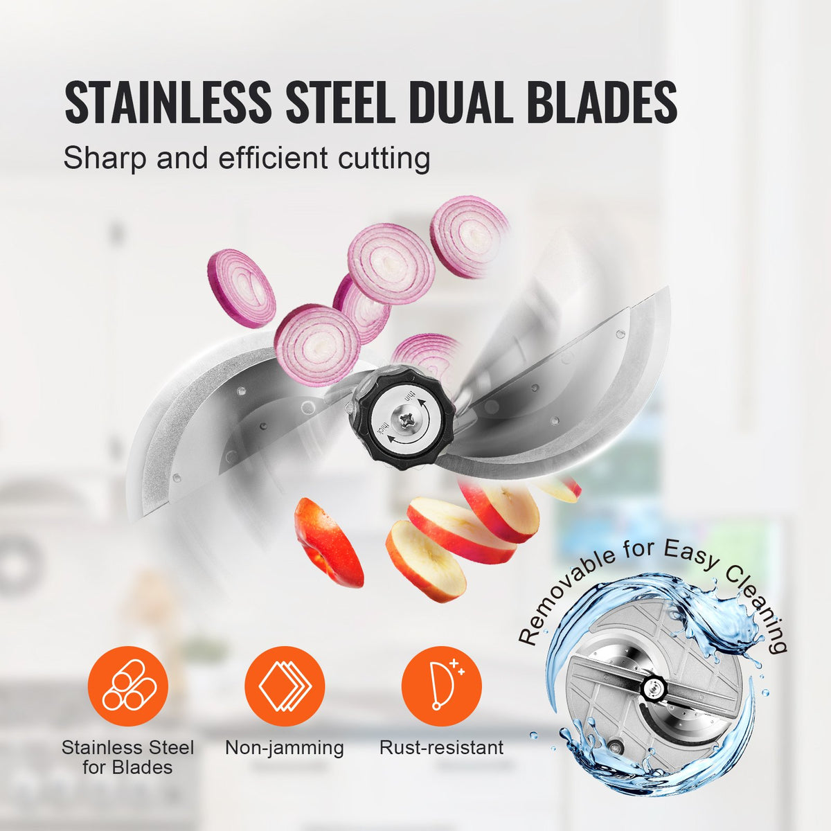 VEVOR Electric Vegetable Slicer, 0-0.5"/0-12mm Thickness Adjustable Commercial Slicer Machine, Convertible to Manual, Stainless Steel Food Cutter Slicing Machine, Large Feed Port for Potato, Tomato - DDSCQPJBXG133TSLKV1 - view 5