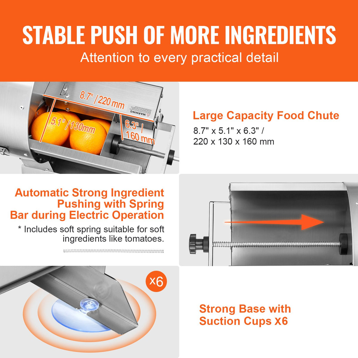 VEVOR Electric Vegetable Slicer, 0-0.5"/0-12mm Thickness Adjustable Commercial Slicer Machine, Convertible to Manual, Stainless Steel Food Cutter Slicing Machine, Large Feed Port for Potato, Tomato - DDSCQPJBXG133TSLKV1 - view 6