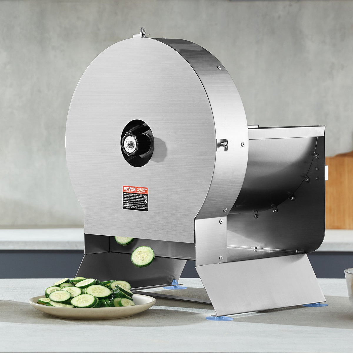 VEVOR Electric Vegetable Slicer, 0-0.5"/0-12mm Thickness Adjustable Commercial Slicer Machine, Convertible to Manual, Stainless Steel Food Cutter Slicing Machine, Large Feed Port for Potato, Tomato - DDSCQPJBXG133TSLKV1 - view 9