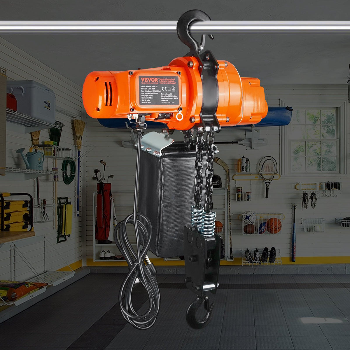 VEVOR Electric Chain Hoist, 2200 lbs Load Capacity, 10 ft Lifting Height, 6.9 ft/min Speed, 120V, Single Phase Overhead Crane with Chain, 10 ft Wired Remote Control for Garage, Shop, Hotel, and Home - DDSHLHLDXD11P0U2TV1 - view 9