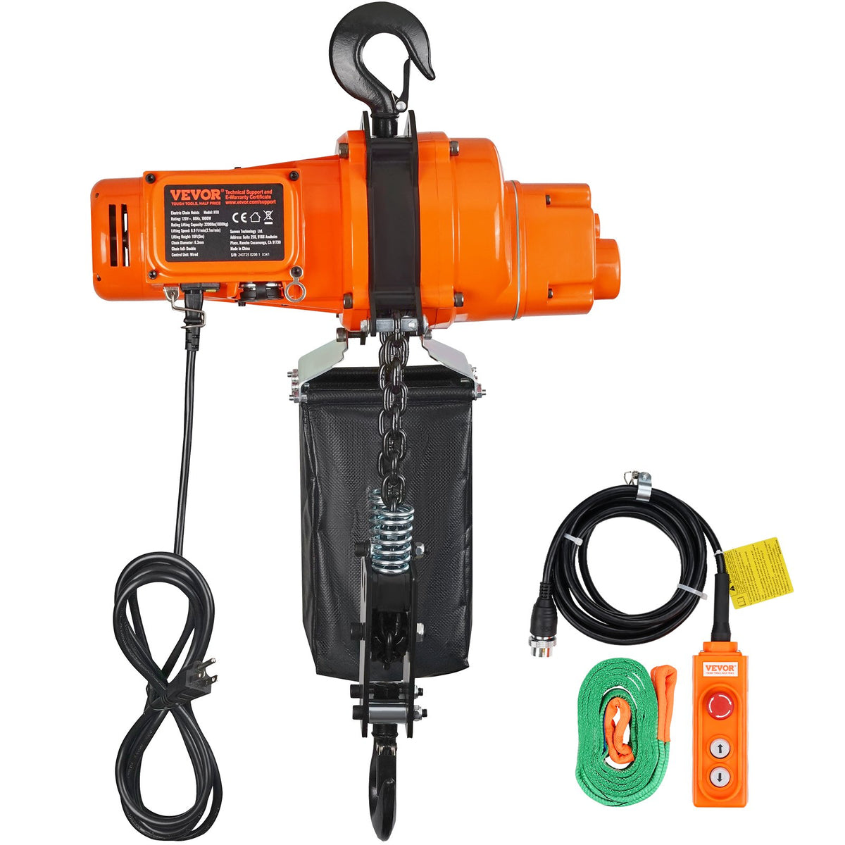 VEVOR Electric Chain Hoist, 2200 lbs Load Capacity, 10 ft Lifting Height, 6.9 ft/min Speed, 120V, Single Phase Overhead Crane with Chain, 10 ft Wired Remote Control for Garage, Shop, Hotel, and Home - DDSHLHLDXD11P0U2TV1 - view 10