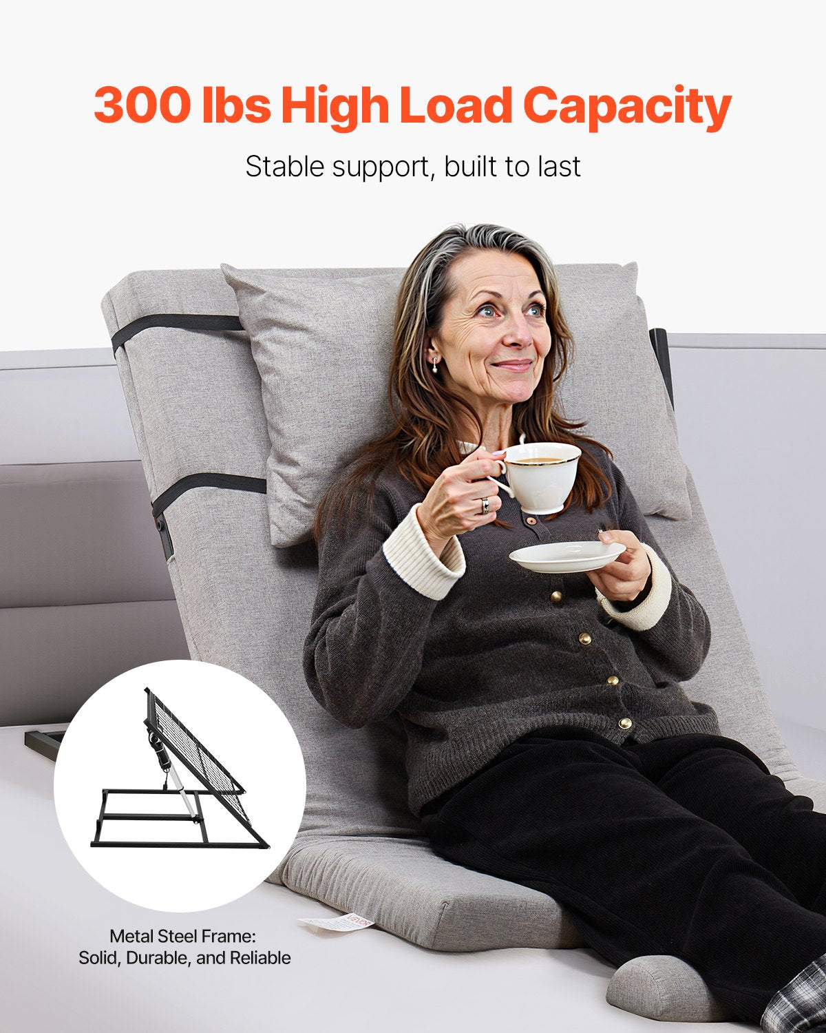 VEVOR Electric Lifting Backrest for Bed, 300 lbs Capacity, 4-68° Adjustable Lifting Bed Backrest, with Headrest & Legrest, Machine Washable for Cleaning, Fit Pregnant Women Elderly Patient Handicapped - DDSJQBQSJKB7QH65S001V1 - view 5
