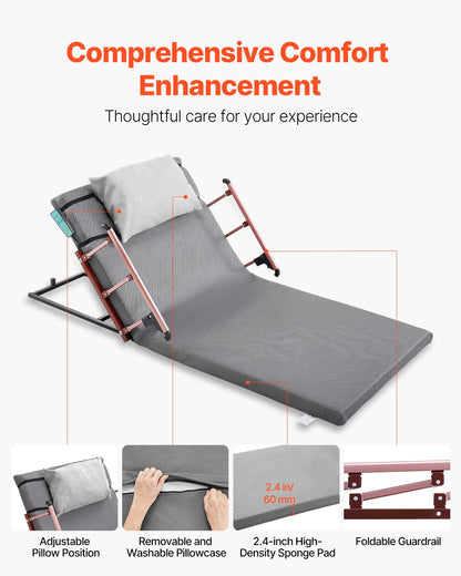 VEVOR Electric Lifting Backrest for Bed, 300 lbs Capacity, 4-68° Adjustable Lifting Bed Backrest, with Folable Guardrail & Headrest, Machine Washable, Assist Pregnant Women Elderly Patient Handicap - DDSJQBQSJKB94JIWQ001V1 - view 4