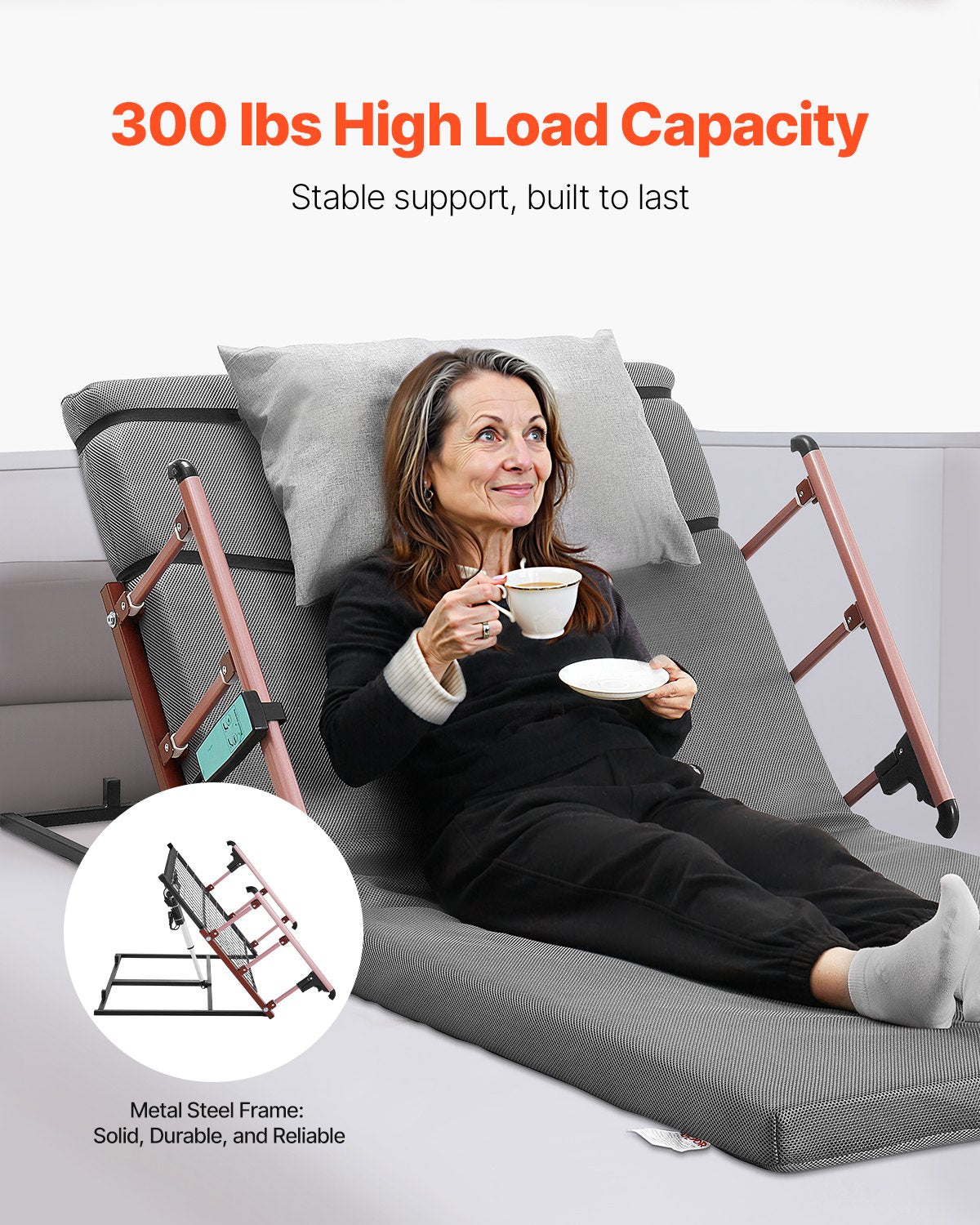 VEVOR Electric Lifting Backrest for Bed, 300 lbs Capacity, 4-68° Adjustable Lifting Bed Backrest, with Folable Guardrail & Headrest, Machine Washable, Assist Pregnant Women Elderly Patient Handicap - DDSJQBQSJKB94JIWQ001V1 - view 5
