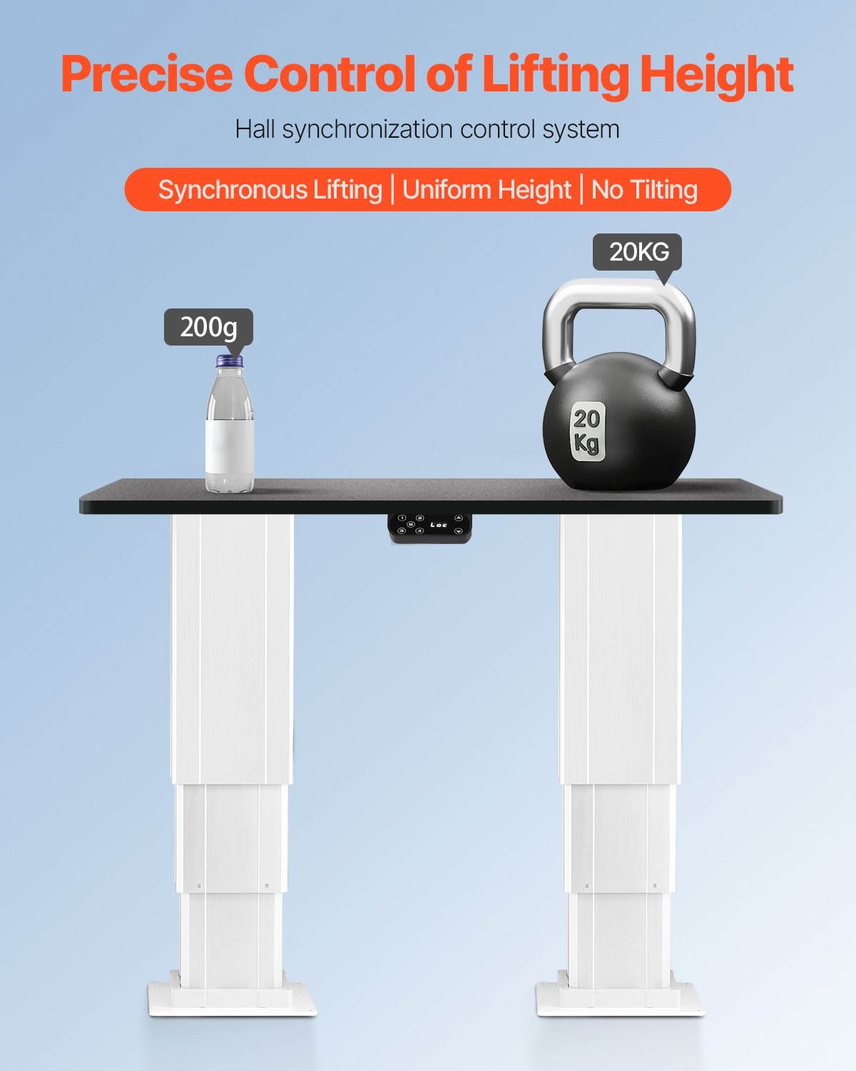 VEVOR Electric Lifting Column System, 260 lbs Lift Table, 14.2-31.1 in Height Range, Three-stage Adjustable Desk Column, Telescopic Table Leg, Comes with Power-Supply Option to Control up/Down Motion - DDSJZSZ260LBUNFK5V1 - view 6