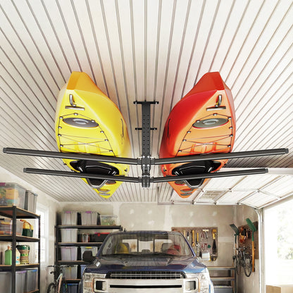 VEVOR Kayak Storage Rack for 2 Kayaks, Holds Up to 250 lbs, Heavy Duty Adjustable Ceiling Rack for Garage Ceiling Mount, Overhead Garage Storage Hanger for Canoe, Ladder, SUP, Surfboard & Paddleboard - DDSPHTZJ2S00BED1F001V0 - view 9