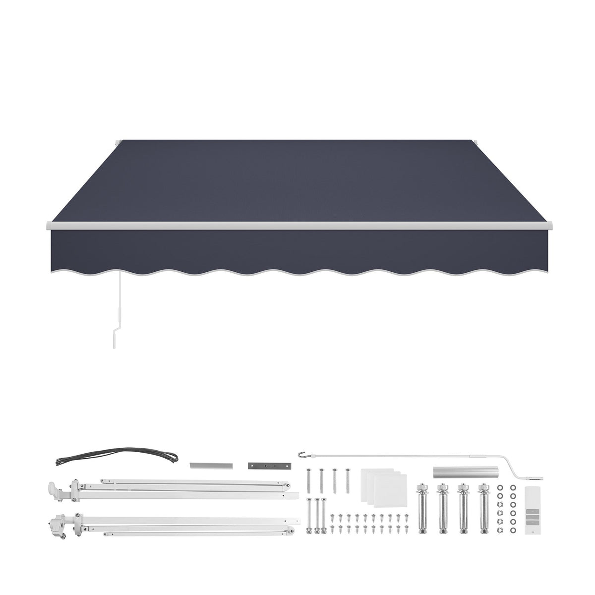 VEVOR Electric Retractable Awning, 9.8' x 8.2' Motorized Patio Awning, Sunshade Shelter with Remote Controller & Manual Crank Handle, Waterproof Polyester Fabric for Outdoor Deck, Balcony, Yard, Gray - DDSSSZYPDDSD74DRR001V1 - view 10