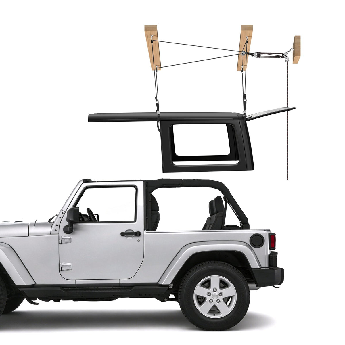 VEVOR Hard Top Remover Lift, 220 lbs, Jeep Hardtop Removal Storage Roof Hoist with Anti-Drop System, Easy One-Person Operation, Supports 8-16 in Ceiling, for 2-Door & 4-Door Jeep Wrangler JK JL & Ford - DDSYDCXXTSDS7R617001V0 - view 1