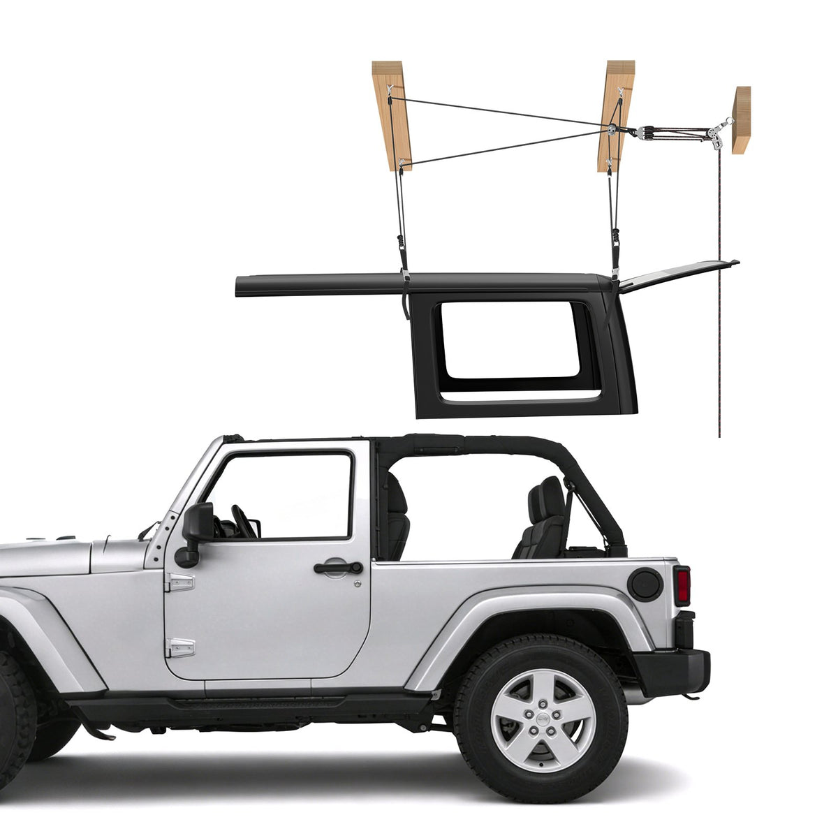 VEVOR Hard Top Remover Lift, 220 lbs, Jeep Hardtop Removal Storage Roof Hoist with Anti-Drop System, Easy One-Person Operation, Supports 8-16 in Ceiling, for 2-Door & 4-Door Jeep Wrangler JK JL & Ford - DDSYDCXXTSDS7R617001V0 - view 10