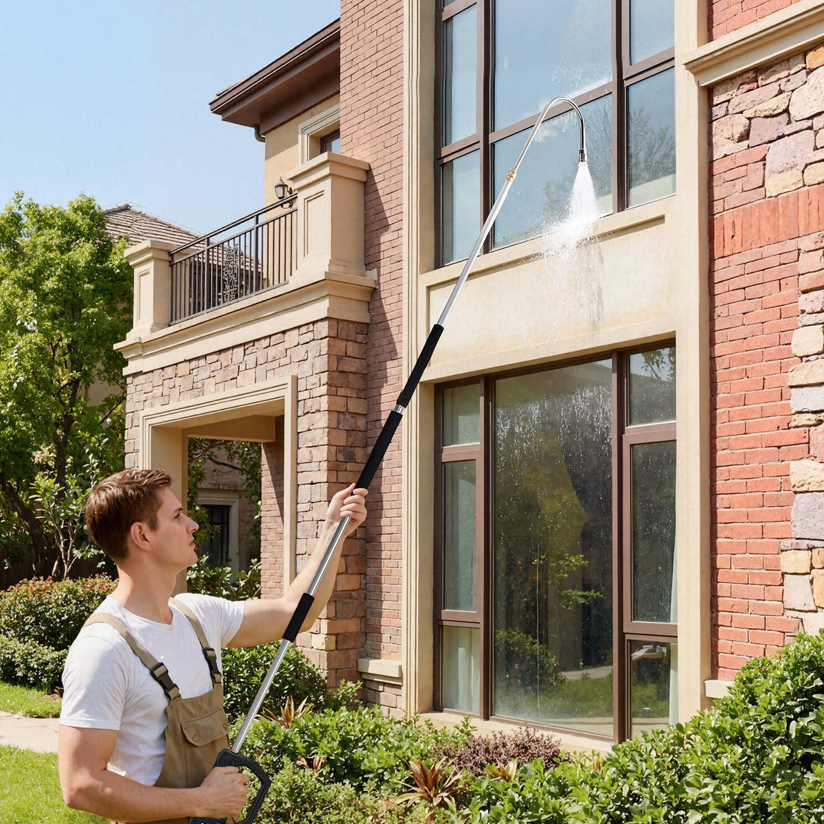 VEVOR 9 FT Pressure Washer Telescoping Wand, 3-Section with Power Washer Extension Wands, 7 Nozzles, Hose Adapter, Support Belt, Storage Bag, 4000 PSI Telescopic Gutter Cleaner for High Cleaning - DDSYZG30INCHRPGW8001V0 - view 9