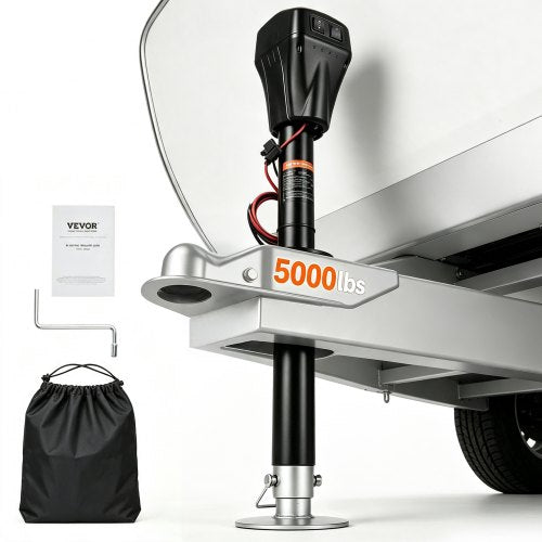 VEVOR Electric Trailer Jack, 5000 lbs, Heavy Duty RV Electric Power Tongue Jack with 2 Way Connector, Manual Crank Handle & Weatherproof Jack Cover, 10"-28.3" Lift, for RVs, Trailers & Campers, Black - DDTCQJDDDKCG9J9JZV9 - view 2