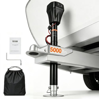 VEVOR Electric Trailer Jack, 5000 lbs, Heavy Duty RV Electric Power Tongue Jack with 2 Way Connector, Manual Crank Handle & Weatherproof Jack Cover, 10"-28.3" Lift, for RVs, Trailers & Campers, Black - DDTCQJDDDKCG9J9JZV9 - view 2