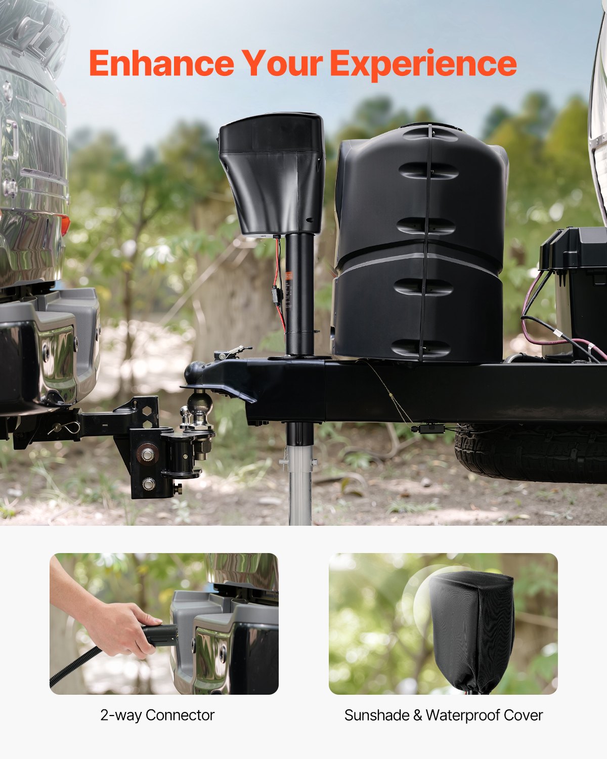 VEVOR Electric Trailer Jack, 5000 lbs, Heavy Duty RV Electric Power Tongue Jack with 2 Way Connector, Manual Crank Handle & Weatherproof Jack Cover, 10"-28.3" Lift, for RVs, Trailers & Campers, Black - DDTCQJDDDKCG9J9JZV9 - view 6