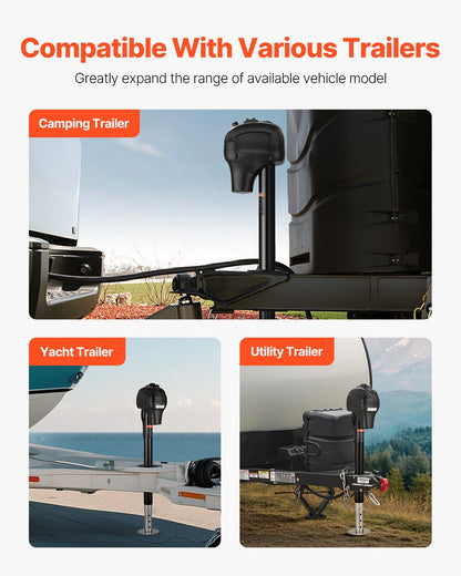 VEVOR Electric Trailer Jack, 3500 lbs, Heavy Duty RV Electric Power Tongue Jack with 7-pin Connector, Manual Crank Handle & Weatherproof Jack Cover, 9.5"-27.5" Lift, for Trailers, Campers & RVs, Black - DDTCQJDDDKCG9JIPZV9 - view 7