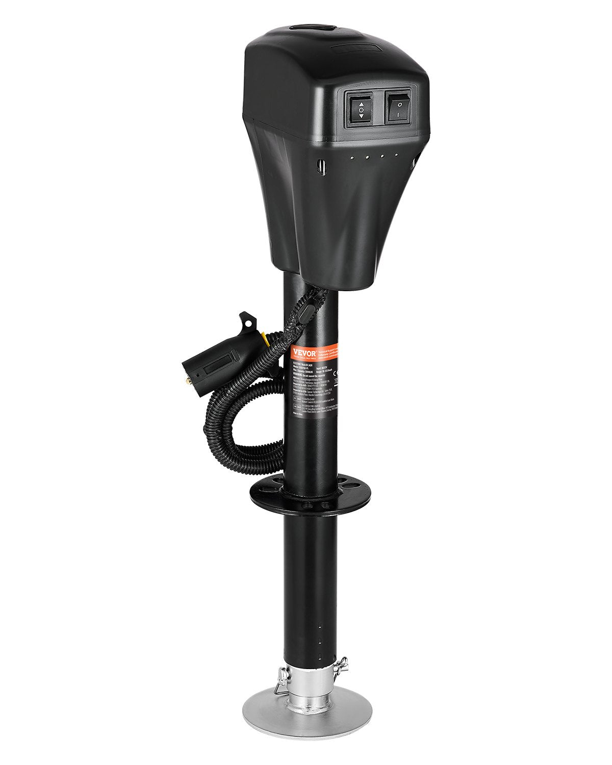 VEVOR Electric Trailer Jack, 5000 lbs, Heavy Duty RV Electric Power Tongue Jack with 7-pin Connector, Manual Crank Handle & Weatherproof Jack Cover, 10"-28.3" Lift, for Trailers, Campers & RVs, Black - DDTCQJDDDKCGXMS1PV9 - view 1