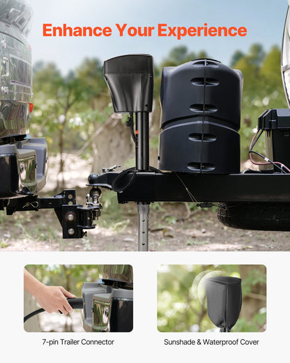 VEVOR Electric Trailer Jack, 5000 lbs, Heavy Duty RV Electric Power Tongue Jack with 7-pin Connector, Manual Crank Handle & Weatherproof Jack Cover, 10"-28.3" Lift, for Trailers, Campers & RVs, Black - DDTCQJDDDKCGXMS1PV9 - view 6