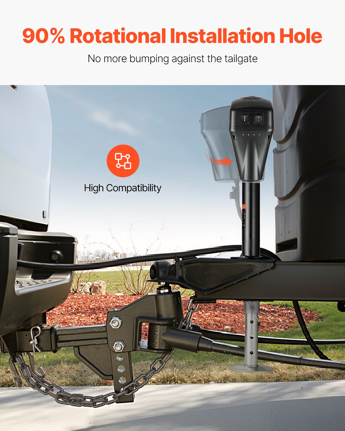 VEVOR Electric Trailer Jack, 5000 lbs, Heavy Duty RV Electric Power Tongue Jack with 7-pin Connector, Manual Crank Handle & Weatherproof Jack Cover, 10"-28.3" Lift, for Trailers, Campers & RVs, Black - DDTCQJDDDKCGXMS1PV9 - view 7