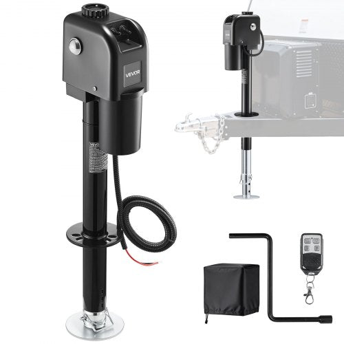 VEVOR Electric Trailer Jack, 7500 lbs Capacity, Electric Power Tongue Jack with Waterproof Protective Cover & LED Light for Travel Trailer, Camper, RV, 9.84-27.84 in Lift, 12V DC with Wiring, Black - DDTCQJDDDKDYQAYKZ001V9 - view 2