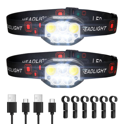 VEVOR 2 Pack Headlamps, Bright LED Rechargeable Headlight, Lightweight Head Flashlight with 12 Lighting Modes & Motion Sensor, Adjustable Headband, Head Lamps for Camping, Running, Hiking, Fishing - DDTD2GCD0000Q99SE001V9 - view 1